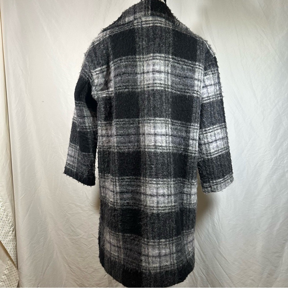 Bella Amore Boucle Cocoon Oversized V-neck Wool Coat Women's Plaid Modern Layer - Picture 5 of 6